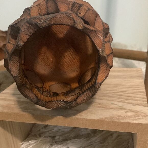 Vintage Wooden Brutalist Style Candle Holders Set Of Three Retro - Picture 9 of 16